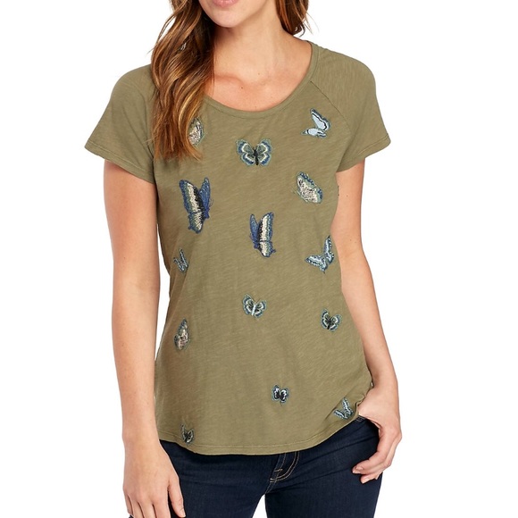 Lucky Brand Tops - Lucky Brand Embroidered Butterfly tee - NEW